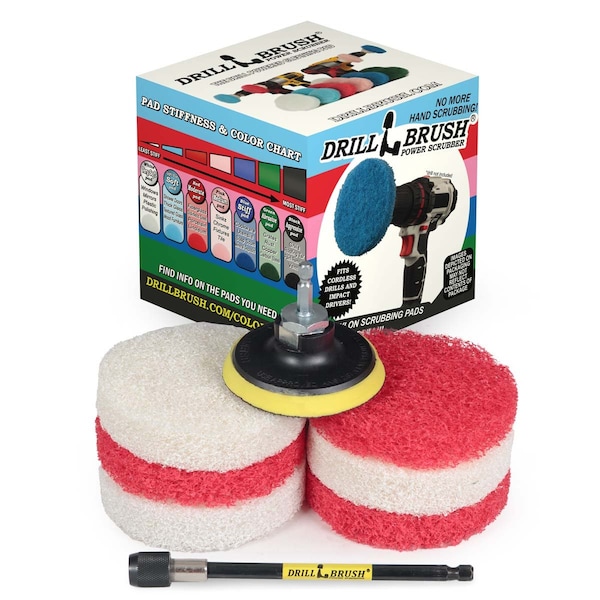 Drillbrush Drill Brush - Drill Attachment - Bathroom - Power Scrubber Pads P4-3WR-3V-5X-QC-DB - main